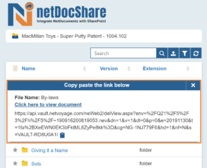 netDocShare allows to get secured link of any document