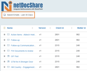 netDocShare helps to save and view emails from the last 30 days within SharePoint