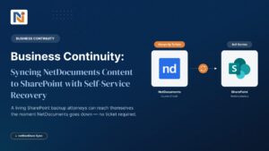 NetDocuments Business Continuity: Sync to SharePoint With Self-Service Recovery